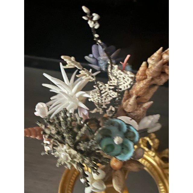 1970s Sea Shell Floral Arrangement in Gold Vase For Sale - Image 4 of 6