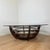 Sculptural coffee table with concentric rings, glass and wood, circa 1985 Important round coffee table, 110 cm in...