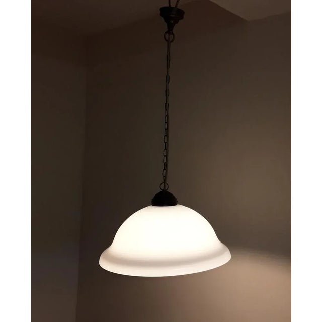 1920s Antique German Ceiling Lamp with Opaque White Glass Shade, 1920s For Sale - Image 5 of 6