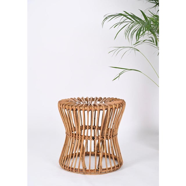 Mid-Century Italian Bamboo and Rattan Stool from BBB Boncina, 1960s For Sale - Image 13 of 15