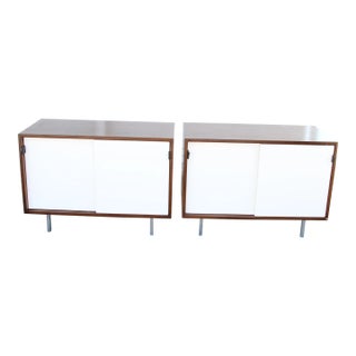 1960s Knoll Leather Handle Cabinet - Set of 2 For Sale