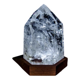 Large Quartz Crystal on Light Stand, 30 Pounds, 10.5 Inches (Brazil #G0302) For Sale