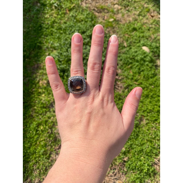 David Yurman .48ctw Smoky Quartz & Diamond Ring, Sterling Silver, Ring Size 6.5 For Sale In Greensboro - Image 6 of 6