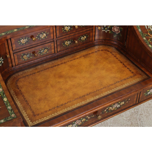 Maitland Smith Adams Style Paint Decorated Mahogany Carlton House Desk For Sale - Image 10 of 18