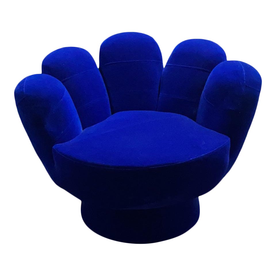 Vintage Velvet Blue Hand Chair Chairish