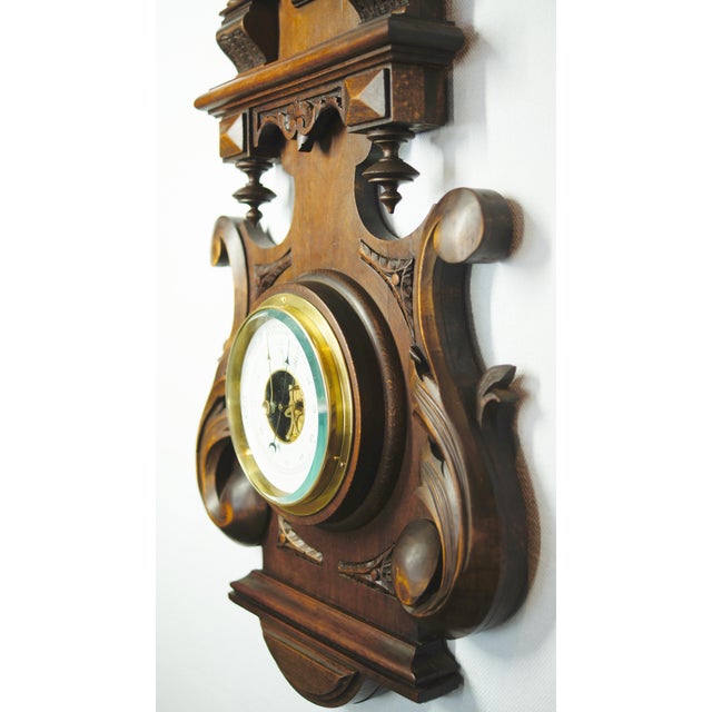 French 1880 Antique Large Barometer Weather Station For Sale - Image 3 of 10