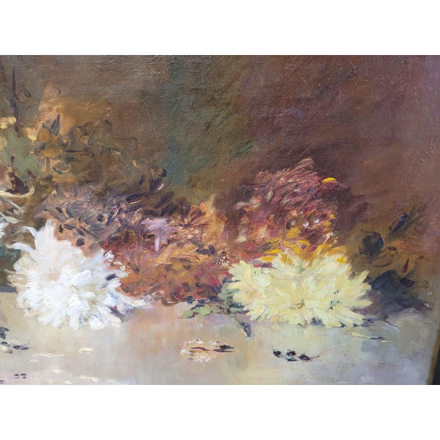 1900 - 1909 Beautiful Antique Flower Painting For Sale - Image 5 of 7