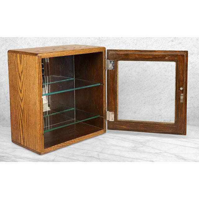 Early 20th Century Antique Traditional Oak Doctor’s Apothecary Glass Front Cabinet For Sale - Image 5 of 12