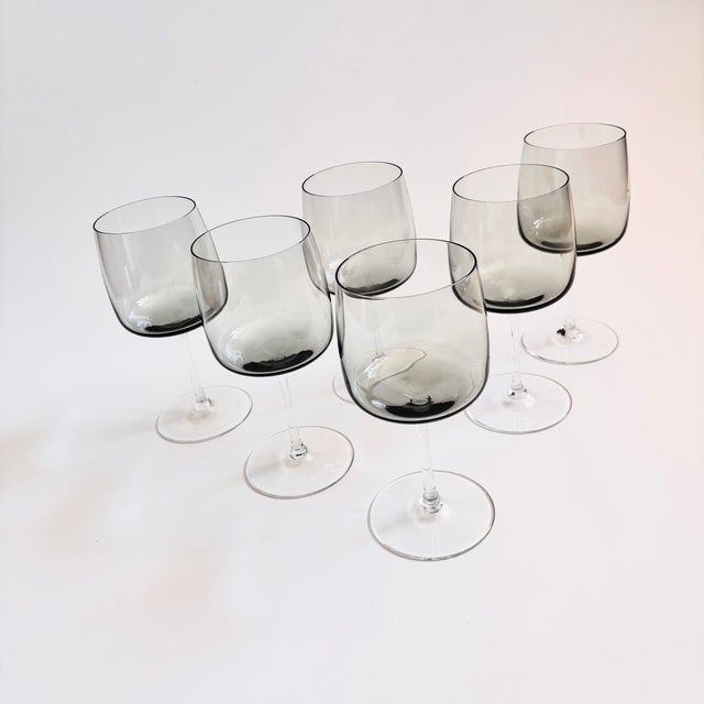 A set of 6 mid century wine glasses, made in Germany by Peill & Putzler. Made in the "Cora" pattern, an elegant design...
