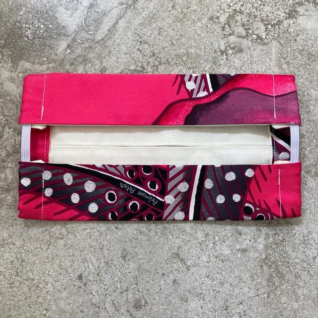 Authentic Hermes Les Folies Du Ciel Silk Scarf reinvented into a face mask. Original silk screen scarf design c.1984 by...