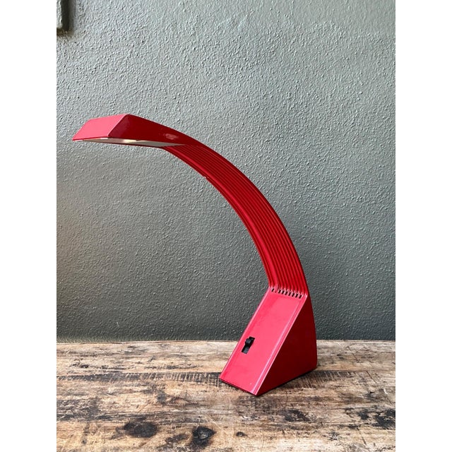 Vintage Italian Marco Zotta Red Arched Desk Lamp For Sale - Image 11 of 17