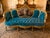1900s French Louis XVI Blue/Green/Teal Velvet Sofa Set-5 Pc For Sale - Image 6 of 18