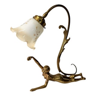 Vintage Art Deco Bronze Nude Lady Lamp, 1930s For Sale