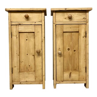 19th Century European Pine Pot Cupboard Nightstands - a Pair For Sale