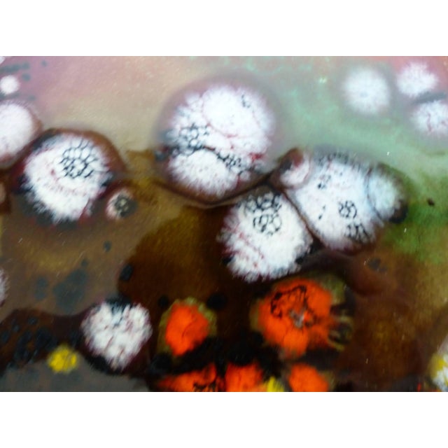 Juan Navarrete Ceramic Hanging Charger Offered is a large and brightly colored ceramic wall hanging charger titled Volcano...