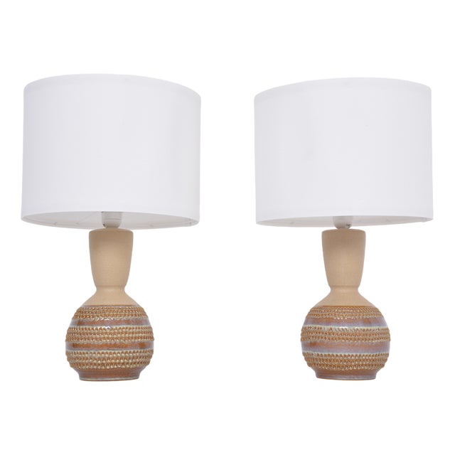 Mid-Century Modern Danish Model 3038 Ceramic Table Lamps by Soholm from Søholm, 1960s, Set of 2 For Sale