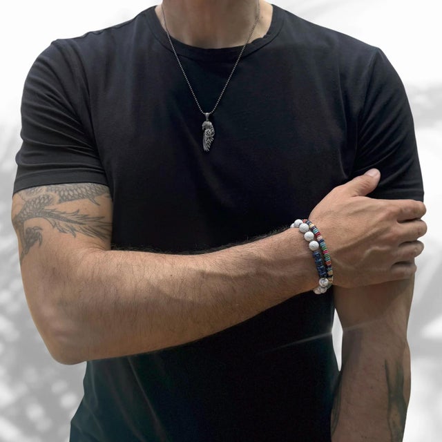 Spiritual Beaded White & Blue Energy Bracelet For Sale In Miami - Image 6 of 7