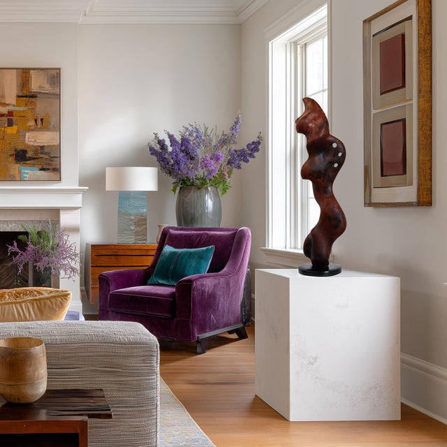 Diva - Medium Size Abstract Organic Form Redwood Sculpture on Wood Base Original Artwork by Joe Garnero For Sale - Image 10 of 11