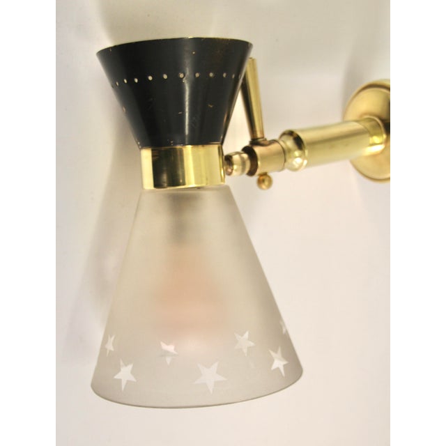 Mid-Century Glass Diabolo Articulated Wall Light, France, 1950s For Sale - Image 9 of 11