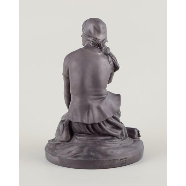 Ceramic Figure of Joan of Arc in Black Terracotta by L. Hjorth, Bornholm, 1890s For Sale - Image 7 of 10