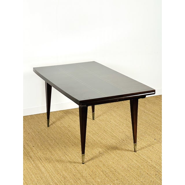 1940s Art Deco Dining Table in Macassar Ebony with Extensions, France, 1940s For Sale - Image 5 of 18