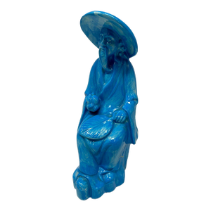 Vintage Chinese Turquoise Glazed Porcelain Figurine