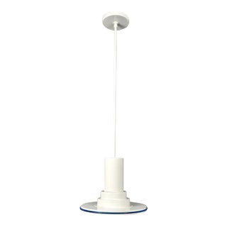1990s Fredrick Ramond Riva Postmodern White & Blue Pendant Light Fixture For Sale