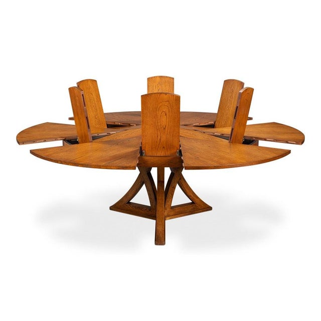 Transitional Round Dining Table, Large - Light Brown Oak For Sale In Raleigh - Image 6 of 11