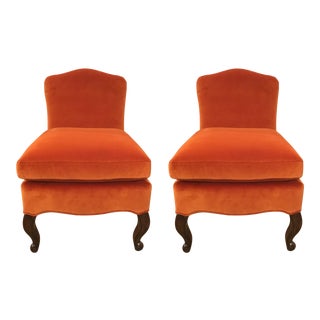 Celerie Kemble for Henredon Millie Orange Slipper Chairs For Sale