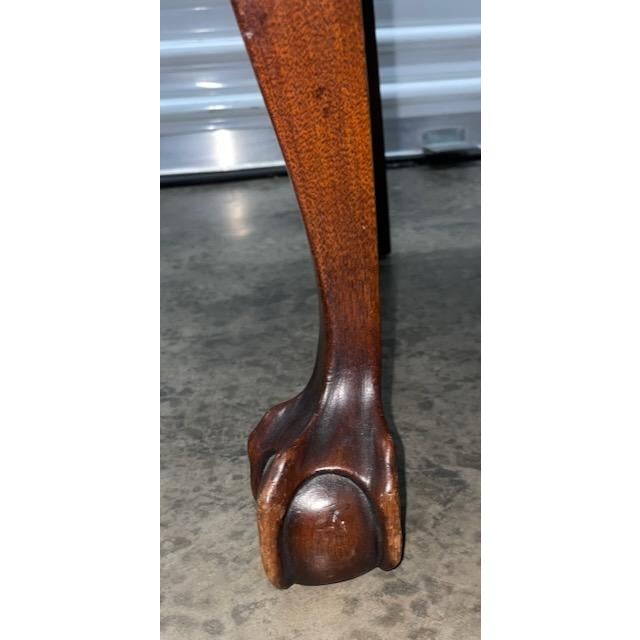Wood 19th Century Antique Carved Mahogany Chippendale Style Ball & Claw Foot Side/Desk Chair For Sale - Image 7 of 7