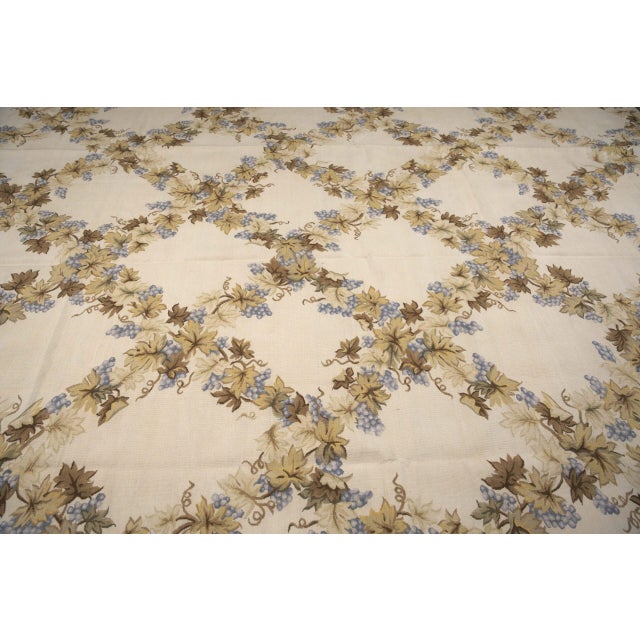 1980s 9x12 Vintage Aubusson Flat Weave Wool Rug, Ivory Grapevine Lattice For Sale - Image 5 of 14