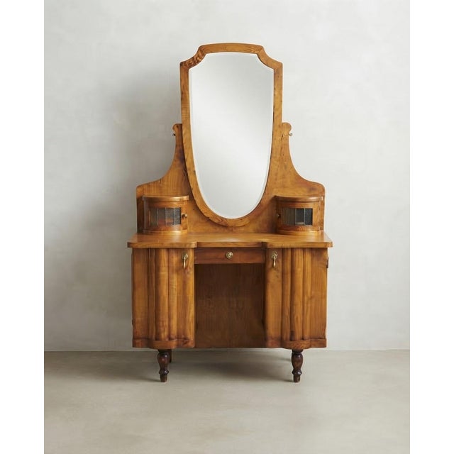 1940s Hungarian Art Deco Vanity Table with Mirror For Sale - Image 5 of 7