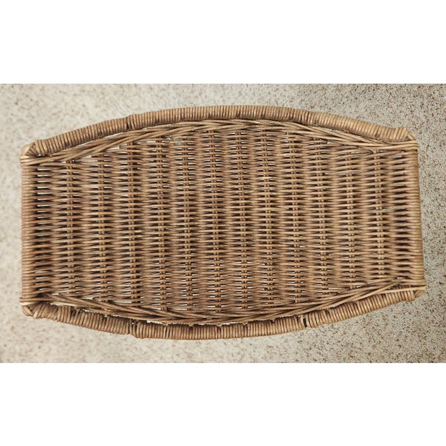 Wood Mid Century Barstools Attributed to Arthur Umanoff Wicker and Iron Pair For Sale - Image 7 of 9