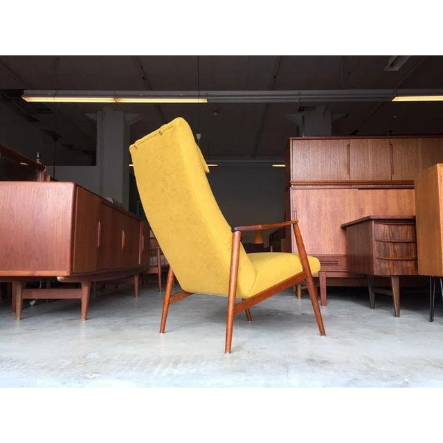 Original 50s 60s! Newly covered and radiantly beautiful! The new highlight in the range! Beautiful 50s walnut armchair in...