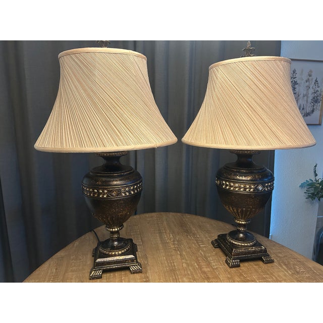 Beautiful Statement Piece-1990’s Fine Art Lamps Handcrafted Lighting “Castile” Urn Table Lamps For Sale - Image 11 of 11