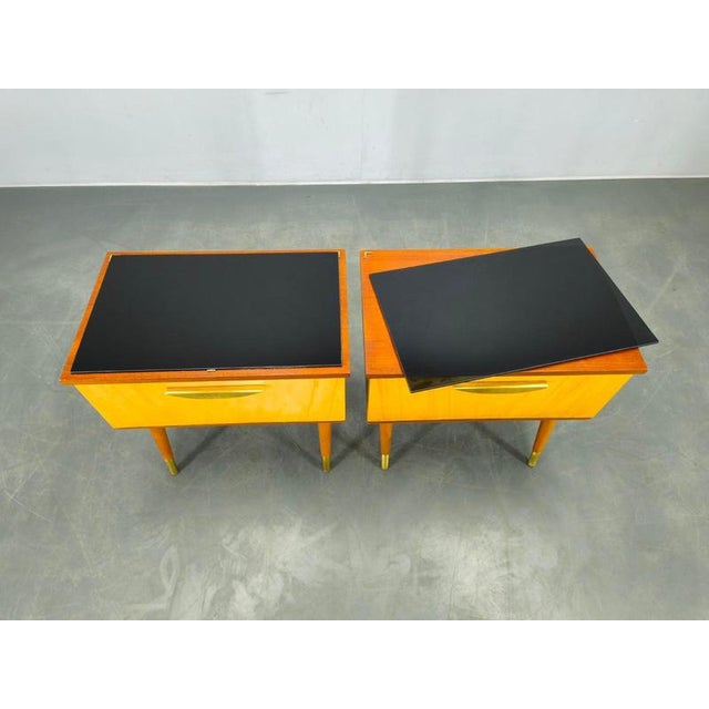Mid-Century Modern Czech Nightstands with Glass Tops, 1960s, Set of 2 For Sale - Image 10 of 18