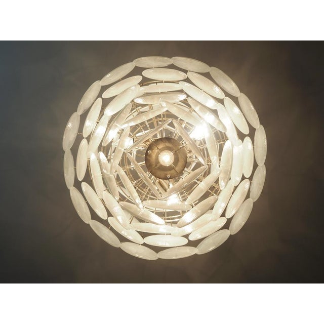 1990s Large Vintage Italian Murano Chandelier with 87 White Alabaster Disks, 1990s For Sale - Image 5 of 18