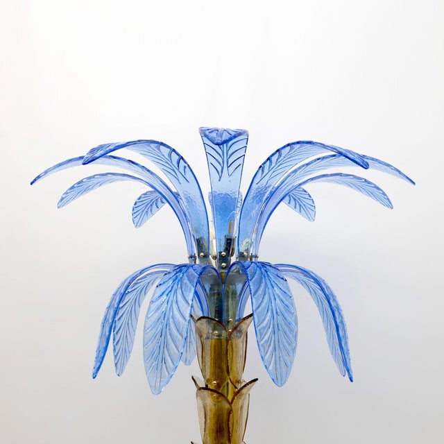 Murano Glass and Brass Palm Tree Floor Lamps from Maestri Muranesi, 1970s, Set of 2 For Sale - Image 9 of 14