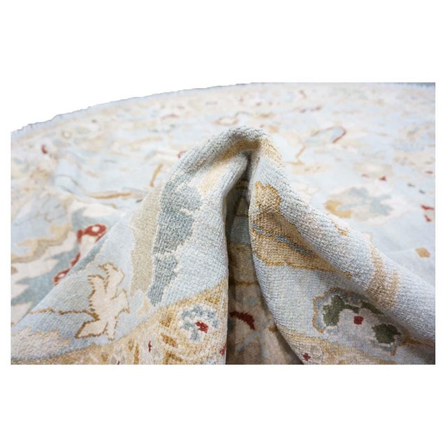 Afghan Sultanabad Wool 8x10 Light Blue, Ivory & Taupe Handmade Oval Area Rug #9902749 For Sale - Image 9 of 9
