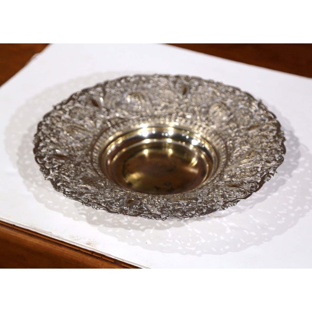 19th Century French Silver-Plated Repoussé Serving Basket For Sale - Image 4 of 6