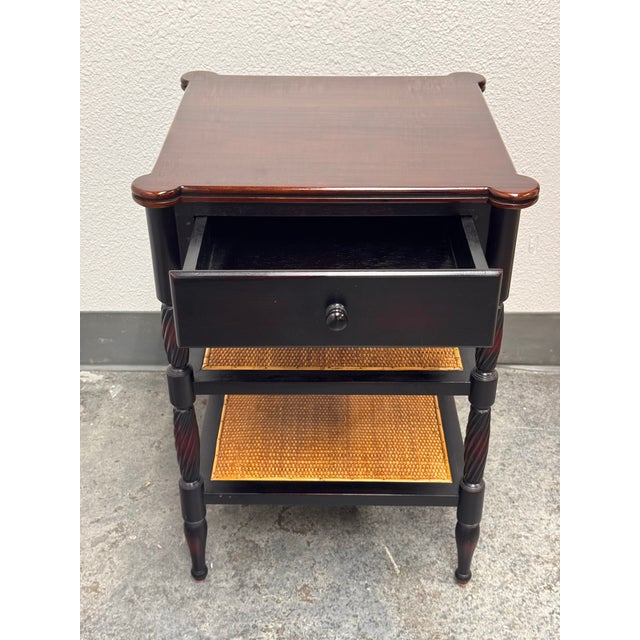 Late 20th Century Colonial Revival Turned Leg Cane Side Table For Sale - Image 5 of 12