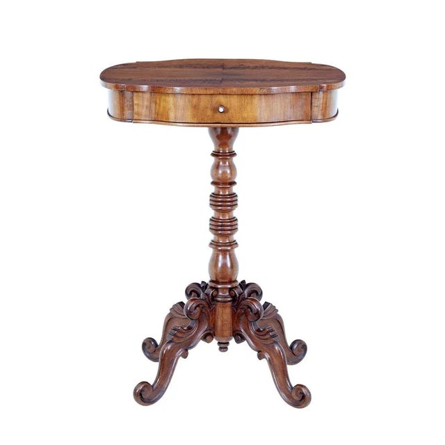 19th Century Carved Flame Mahogany Side Table For Sale - Image 9 of 9