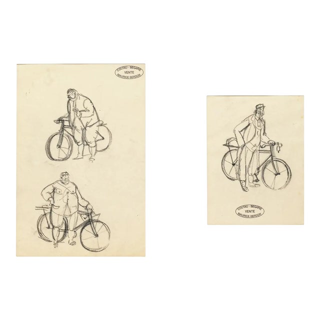 Biker - Original Ink Drawing by Maurice Berdon - Mid 20th Century Mid 20th Century For Sale