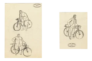 Biker - Original Ink Drawing by Maurice Berdon - Mid 20th Century Mid 20th Century