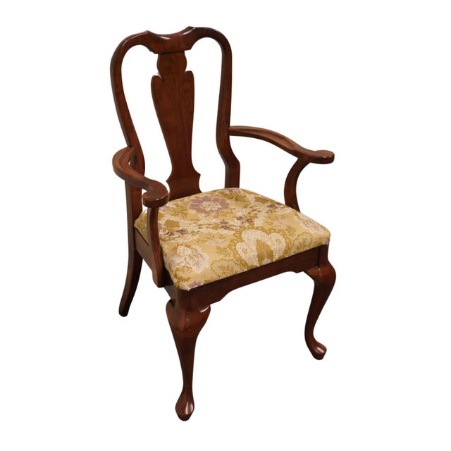 CRESENT FURNITURE Solid Cherry Traditional Queen Anne Style Dining Arm Chair 38.75" High 25" Wide 22.5" Deep Seat: 19"...