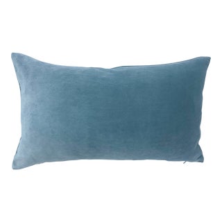 FirmaMenta Light Blue Velvet Lumbar Pillow For Sale