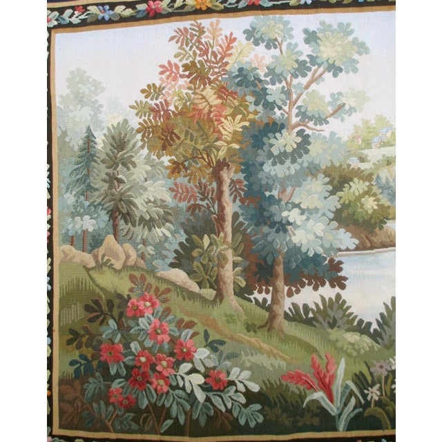 Late 19th Century Beautiful Aubusson Tapestry With Charming Country Landscape For Sale - Image 5 of 9