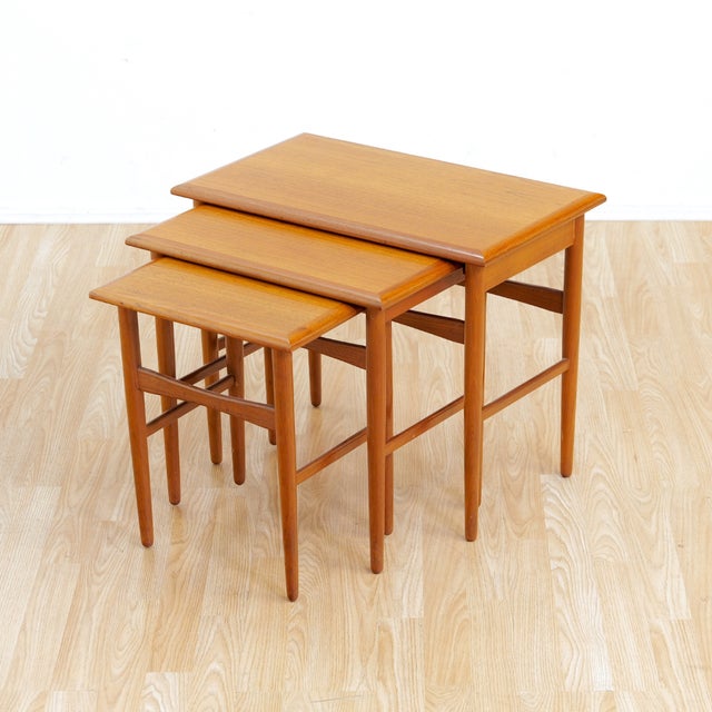 1960s Danish Modern Teak Nesting Tables For Sale In Los Angeles - Image 6 of 10