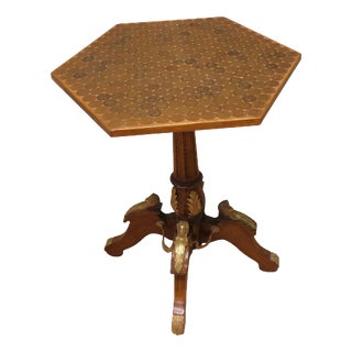 Neoclassical Pedestal Side Table with Penny Top, 1960 For Sale