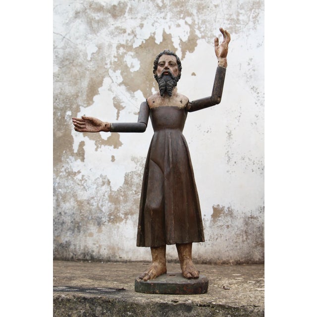 18th Century Baroque Santos Sculpture With Articulated Arms, Portuguese For Sale - Image 4 of 13